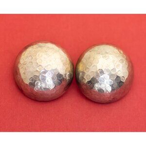 Vintage Mid Century Hammered Style Gold Tone Clip On Earrings - F39